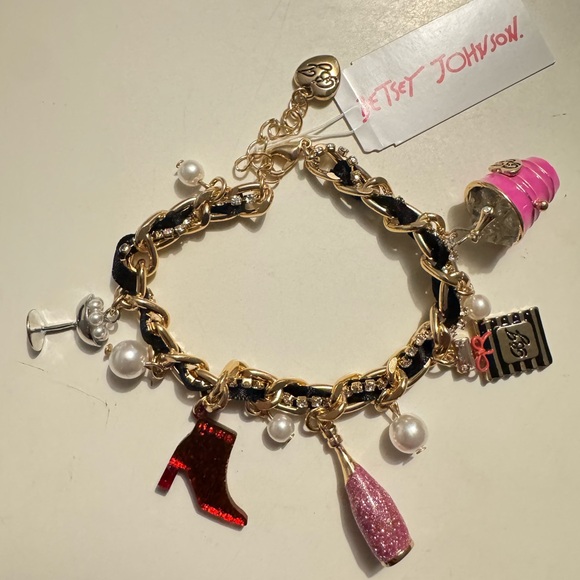 Betsey Johnson Gold and Black Charm Bracelet - Picture 2 of 3
